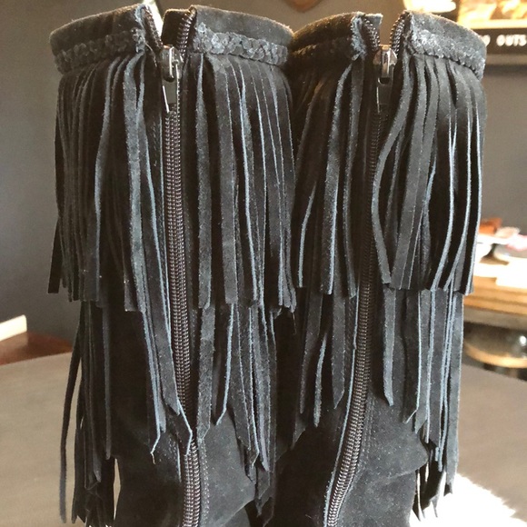 SAM EDELMAN black fringe over the knee boots sz 6 - Picture 4 of 6